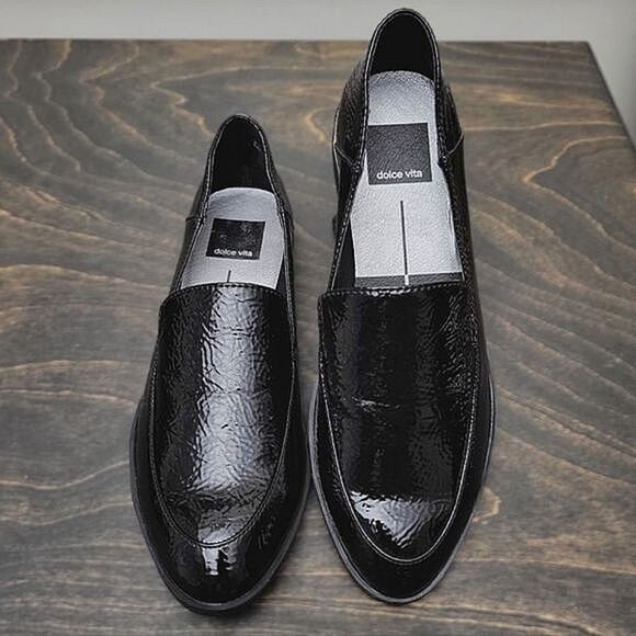 Dolce Vita Calla black faux patent pebbled leather loafers - Picture 3 of 9
